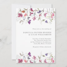 Söt Lila Sweet Pea Wedding bjudande