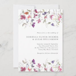 Söt Lila Sweet Pea Wedding bjudande Inbjudningar