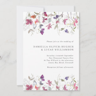 Söt Lila Sweet Pea Wedding bjudande Inbjudningar