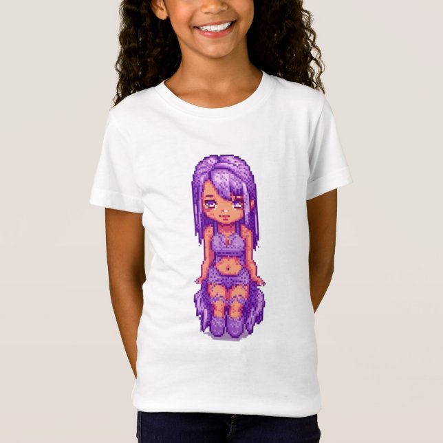 Söt lila tjej  t shirt (Framsida)