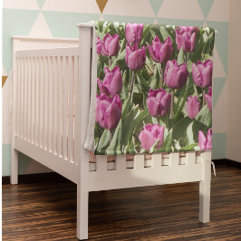 Söt Lila Tulips Blommigt Fleecefilt