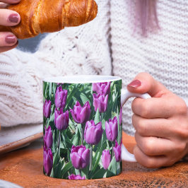 Söt Lila Tulips Blommigt Kaffemugg