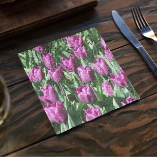 Söt Lila Tulips Blommigt Pappersservett