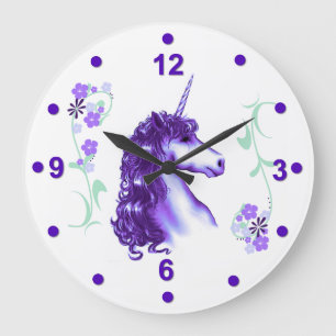 Söt Lila Unicorn Wall Clock Stor Klocka