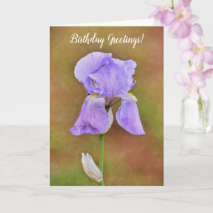 Söt Lila Vår Iris Flower Art Birday Kort