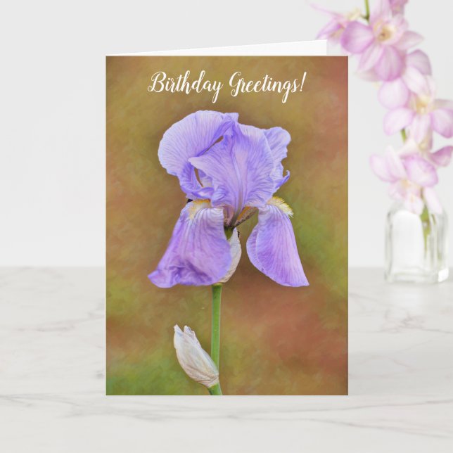 Söt Lila Vår Iris Flower Art Birday Kort (Orkide)