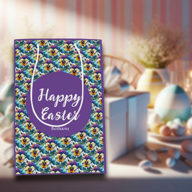 Söt Lila Vår Pansy Patch Mönster Påsk (Skapare uppladdad)