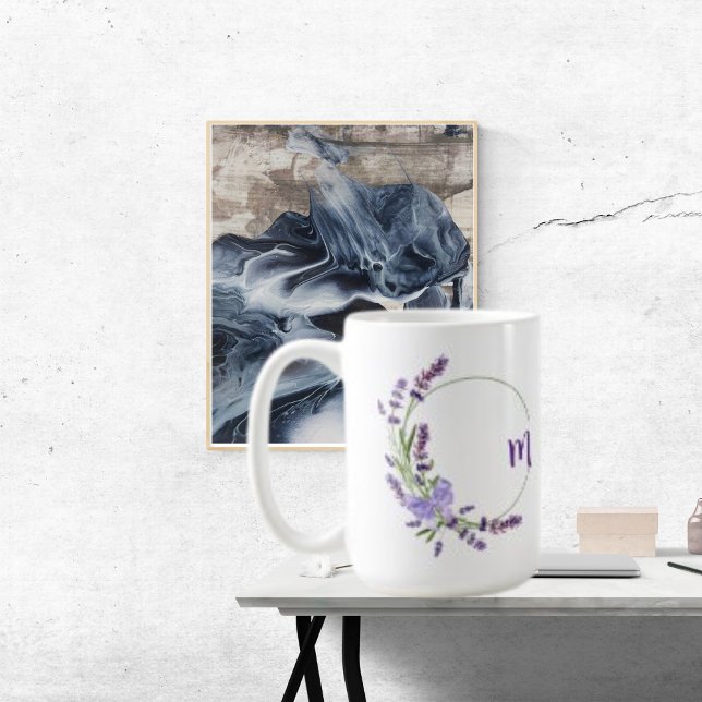 Söt Lila Vattenfärgsfärg, Blommigt, eget namn Kaffemugg (Skapare uppladdad)