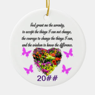 SÖT LILA VILD FLOWER SERENITY PRAYER PHOTO JULGRANSPRYDNAD KERAMIK