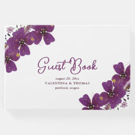 Söt Lila Watercolor Flowers Bröllop Gästböcker