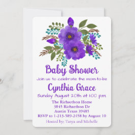 Söt Lila Watercolor Flowers Julkort