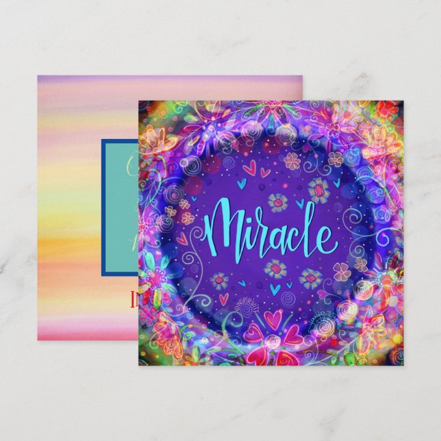 Söt Lila Whimsique Miracle Motivational Tack Kort (Fram/baksida)