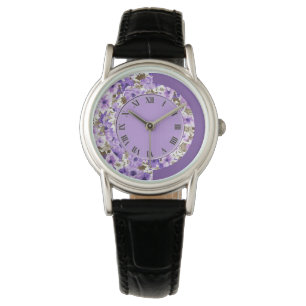 Söt Lila & White Blommigt Wrist Watch 3 Armbandsur