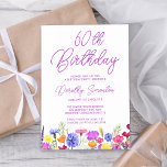 Söt Lila Wildblomma Vuxen 60:e födelsedagen Inbjudningar<br><div class="desc">En söt vildblomma gräns dekorerar grund i vuxens 60-årsinbjudan. Blå-, gult- och orange blommor skapar en färgstark design och lycklig för att fira denna milstolpe-födelsedag. Modern och enkel kalligrafi i lila gör att trendiget blir färsk vid behållan. Det öppna och omsorgsfria bokstavsflödet koordinerar perfekt med daisy och knölar. Denna 60-årsinbjudan...</div>