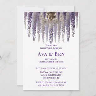 Söt Lila Wisteria Chandelier Bröllop Inbjudningar