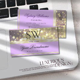Söt Lilac Lila Guld Glitter Stars Initialer  Visitkort