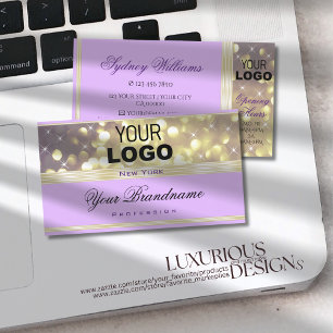 Söt Lilac Lila Guld Glitter Stars med Logotyp Visitkort