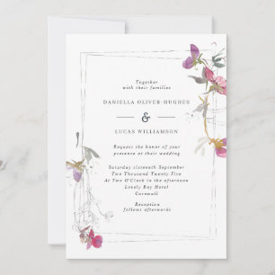Söt Lilac Summer Sweet Pea Wedding bjudande Inbjudningar