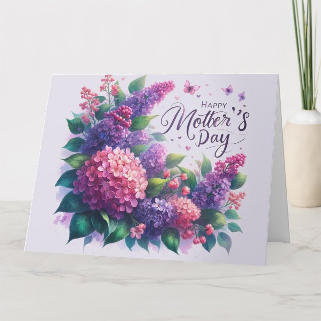 Söt Lilacs Mor Day Blommigt "Mamma" Kort (Framsida)