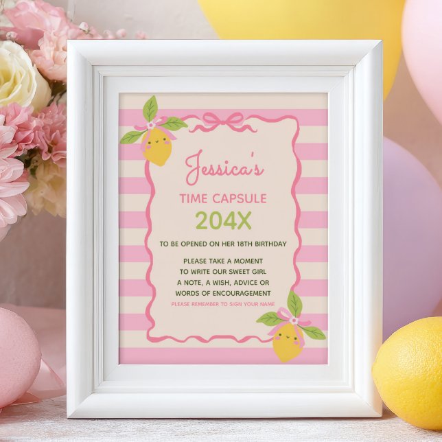 Söt lilla älskling 1-års födelsedag Rosa tidskapse Poster (Skapare uppladdad)