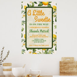 Söt lilla älskling citron tema baby shower poster