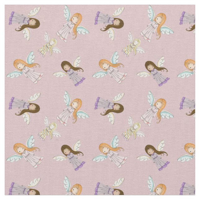 Söt lilla Änglar Fabric Tyg (Närbild)