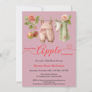 Söt lilla äppel-babyshower Höstrustik barn Inbjudningar