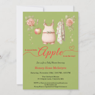 Söt lilla äppel-babyshower Rustik höstbabyshower Inbjudningar