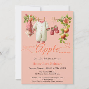 Söt lilla äppel-babyshower Rustik höstbabyshower Inbjudningar