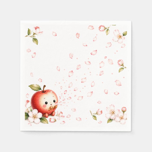 Söt lilla äppelblom Baby Shower Pappersservett (Framsidan)