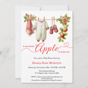 Söt lilla äpple-babyshower Höstrustik barn Inbjudningar