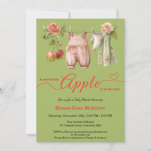 Söt lilla äpple-babyshower Höstrustik barn Inbjudningar