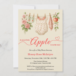 Söt lilla äpple-babyshower Höstrustik barn Inbjudningar