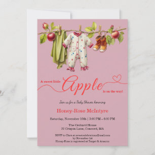 Söt lilla äpple-babyshower Höstrustik barn Inbjudningar