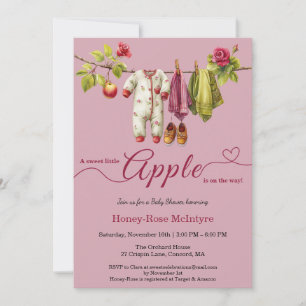 Söt lilla äpple-babyshower Höstrustik barn Inbjudningar