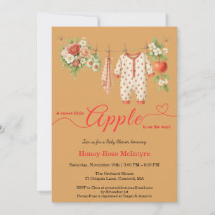 Söt lilla äpple-babyshower Höstrustik barn Inbjudningar