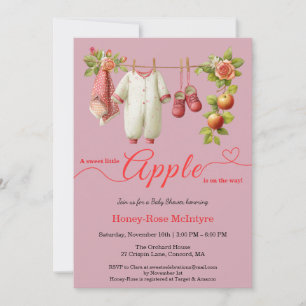 Söt lilla äpple-babyshower Höstrustik barn Inbjudningar