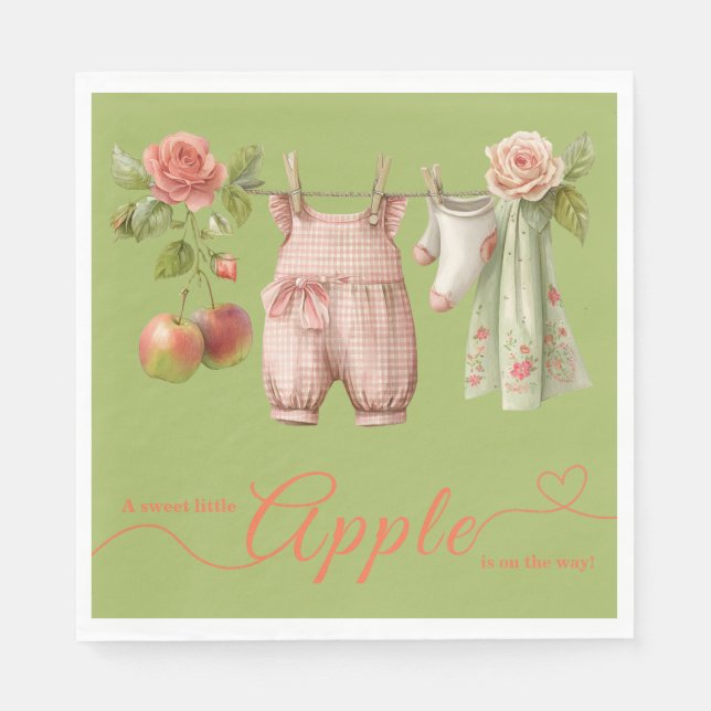Söt lilla äpple-babyshower | Höstrustik barn  Pappersservett (Framsidan)