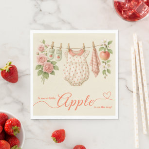Söt lilla äpple-babyshower   Höstrustik barn  Pappersservett