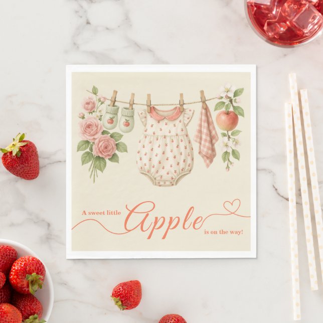 Söt lilla äpple-babyshower | Höstrustik barn  Pappersservett (Insitu)