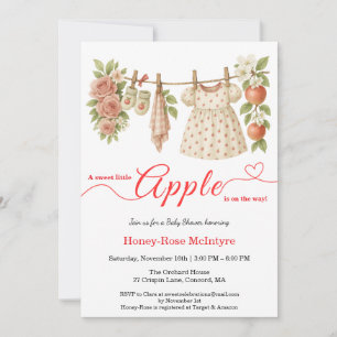 Söt lilla äpple-babyshower Höstrustikalt babyfir Inbjudningar