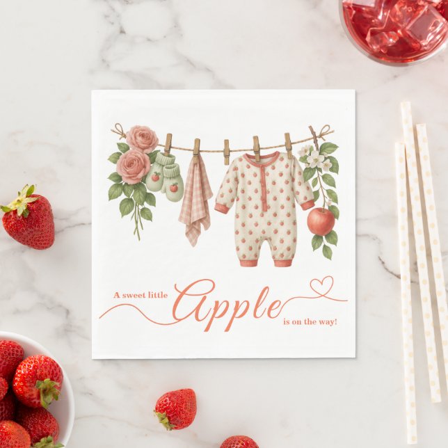 Söt lilla äpple-babyshower | Höstrustikalt babyfir Pappersservett (Insitu)