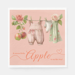 Söt lilla äpple-babyshower Höstrustikalt babyfir Pappersservett