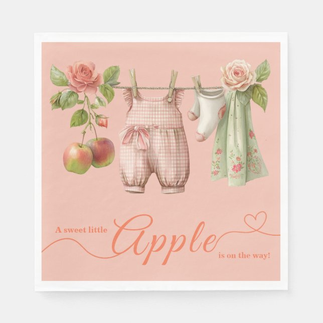 Söt lilla äpple-babyshower | Höstrustikalt babyfir Pappersservett (Framsidan)