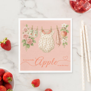 Söt lilla äpple-babyshower Höstrustikalt babyfir Pappersservett