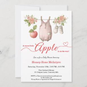 Söt lilla äpple-babyshower   Rustik höstbabyshower Inbjudningar
