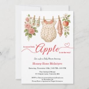 Söt lilla äpple-babyshower   Rustik höstbabyshower Inbjudningar