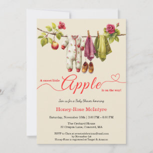 Söt lilla äpple-babyshower Rustik höstbabyshower Inbjudningar