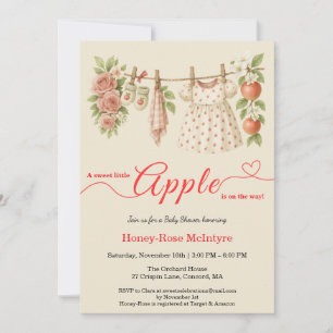 Söt lilla äpple-babyshower Rustik höstbabyshower Inbjudningar