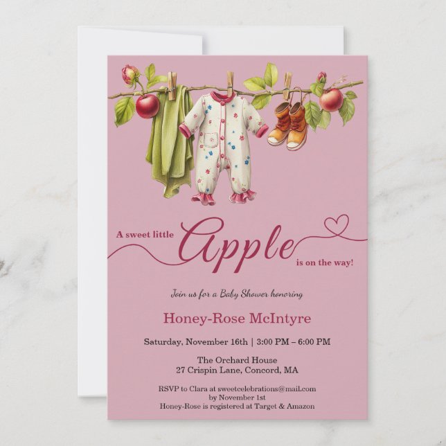 Söt lilla äpple-babyshower | Rustik höstbabyshower Inbjudningar (Framsida)